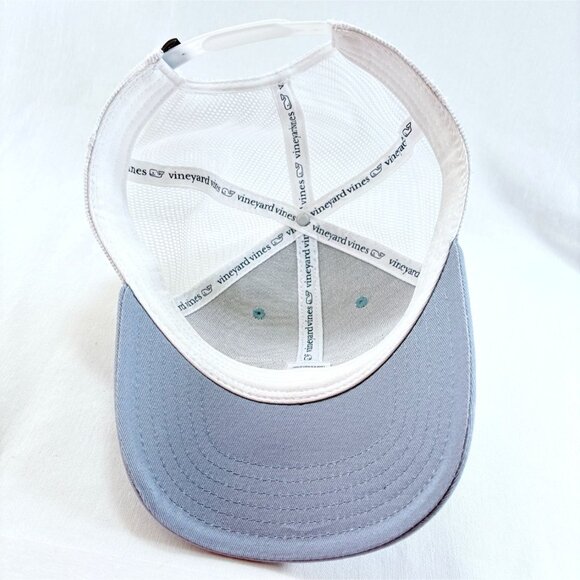 Vineyard Vines Lt Blue White Mesh Back Snapback Mens Trucker Baseball Cap Hat - Picture 9 of 10